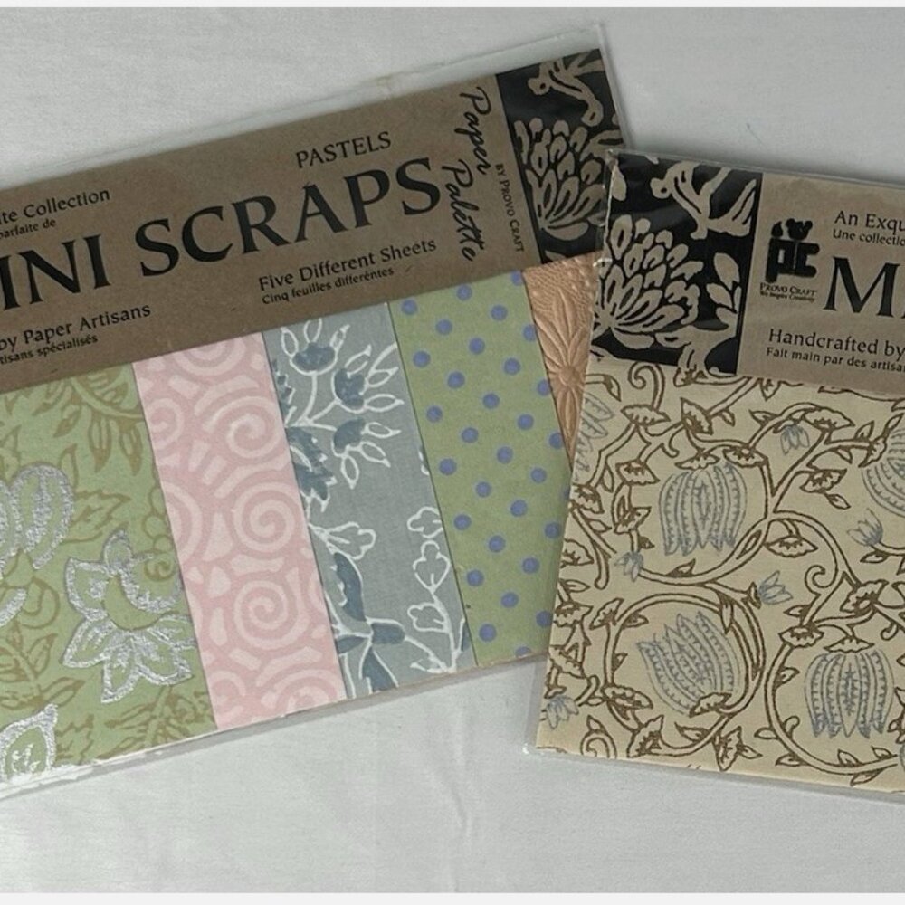 2 NEW Packs Provo Craft Mini Scraps Golds Pastels Paper Passports Scrapbooking